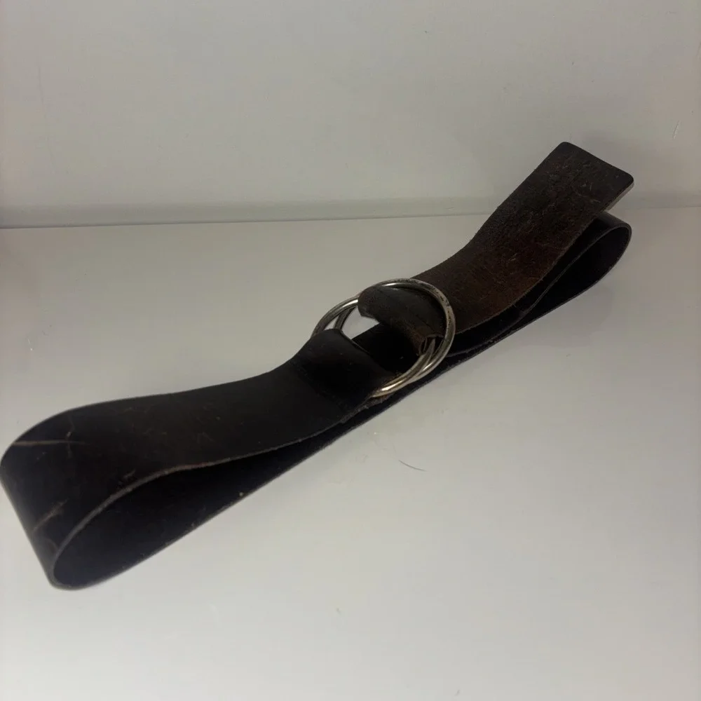 The Limited Womens Brown Italian Leather‎ Double O-Ring Wide Cinch Belt 41 Inch